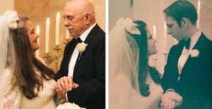 El amor se construye a diario: pareja de abuelitos recrea sus fotos de casados 50 años después